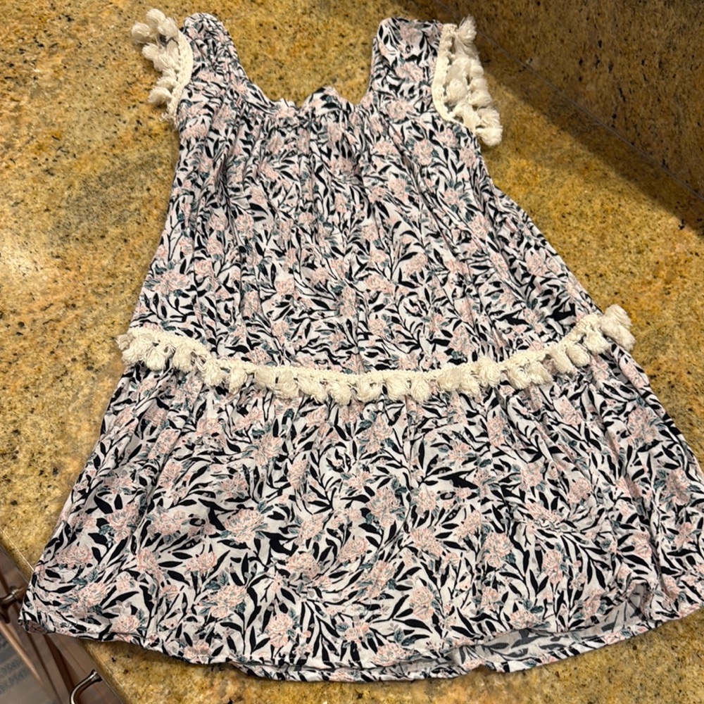 Eberjey 4T Floral Dress with Tassel Trim